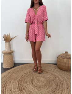 Jenson - combishort rose à pois 2