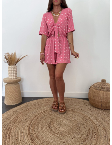 Jenson - combishort rose à pois