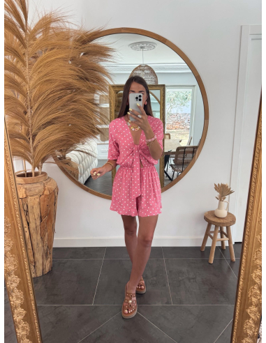 Jenson - combishort rose à pois