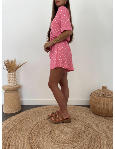 Jenson - combishort rose à pois