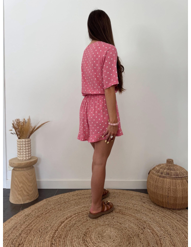 Jenson - combishort rose à pois