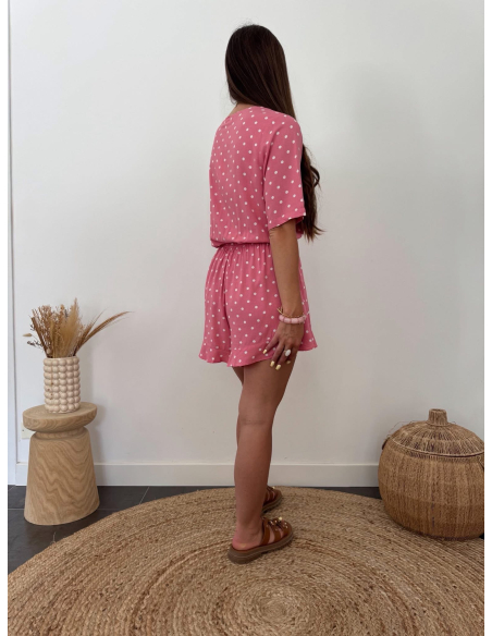 Jenson - combishort rose à pois