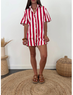 Georgina - combishort rayée rouge 2