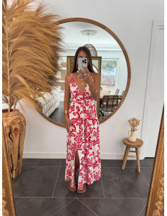 Joline - robe longue imprimé rouge