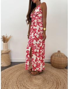 Joline - robe longue imprimé rouge 2