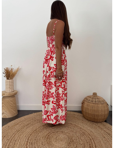 Joline - robe longue imprimé rouge