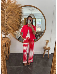 Apolia - pantalon rayé rouge