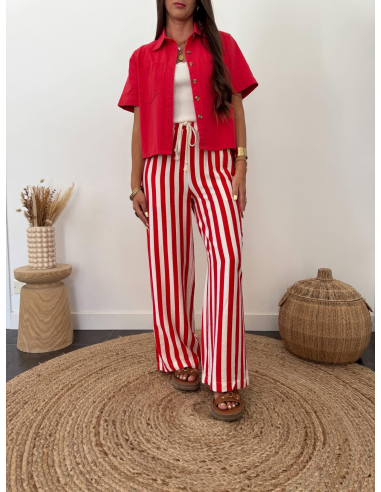 Apolia - pantalon rayé rouge