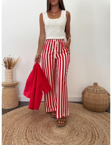 Apolia - pantalon rayé rouge