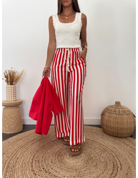 Apolia - pantalon rayé rouge