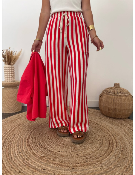 Apolia - pantalon rayé rouge