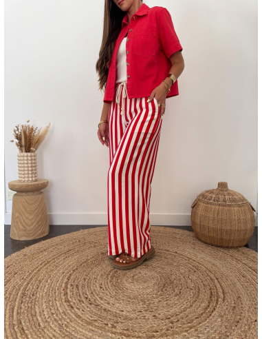 Apolia - pantalon rayé rouge