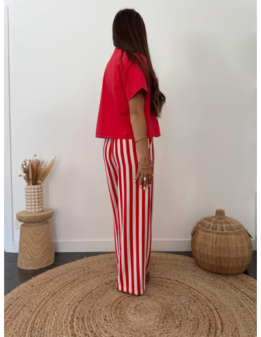 Apolia - pantalon rayé rouge