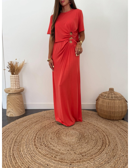 Telly - ensemble top & jupe corail