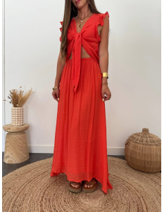 Solange - top noué corail 2