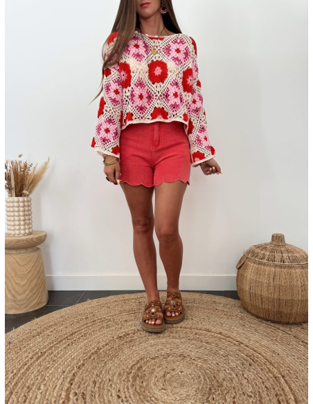 Ricci - short en jean corail