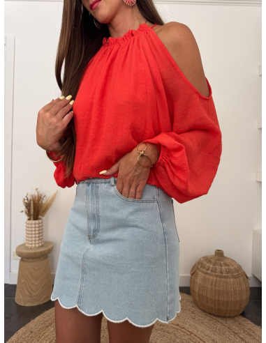 Valmie - blouse corail