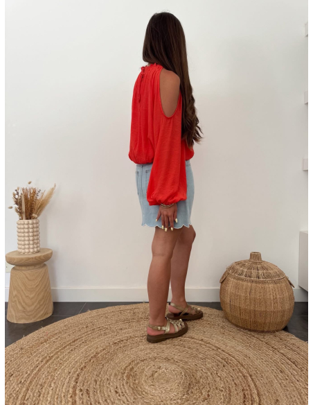 Valmie - blouse corail