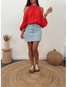 Valmie - blouse corail