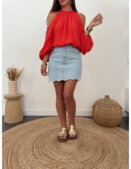 Valmie - blouse corail
