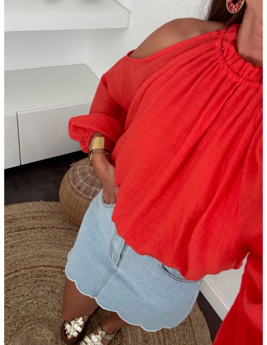 Valmie - blouse corail