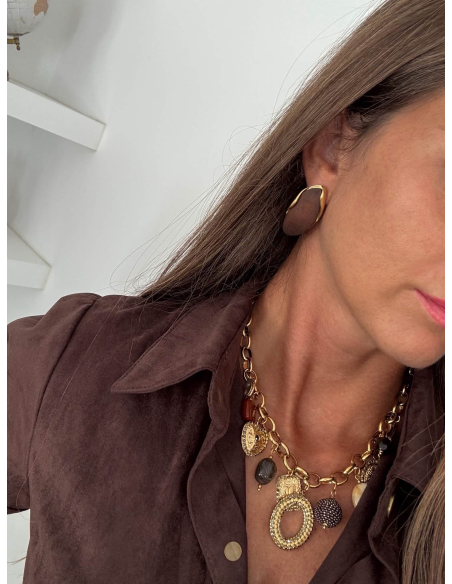 Albine - robe chemise en suédine chocolat
