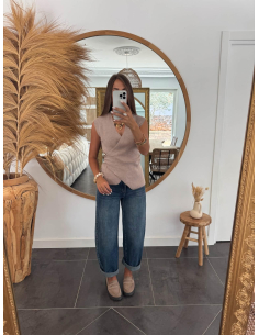 Meliane - top en maille taupe
