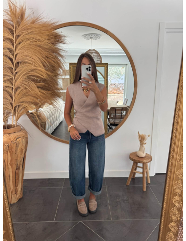 Meliane - top en maille taupe
