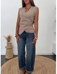 Meliane - top en maille taupe 2