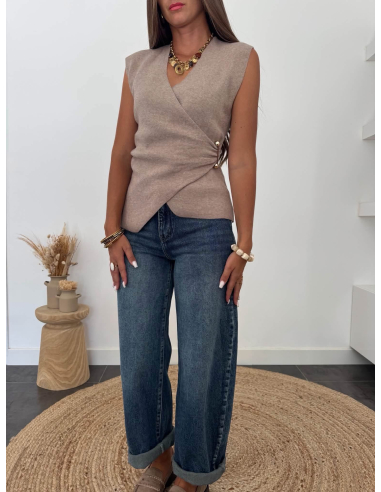 Meliane - top en maille taupe