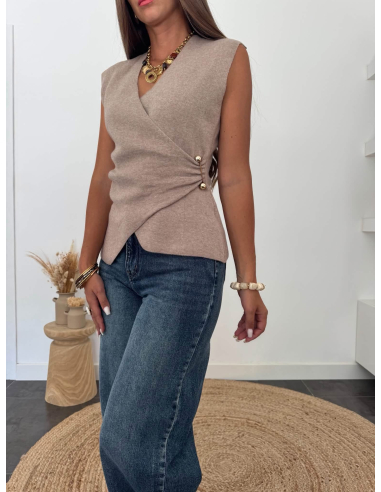 Meliane - top en maille taupe