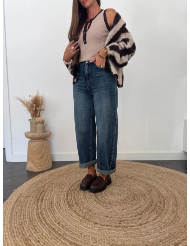 (PRÉCOMMANDE) Calypso - gilet rayé taupe/choco