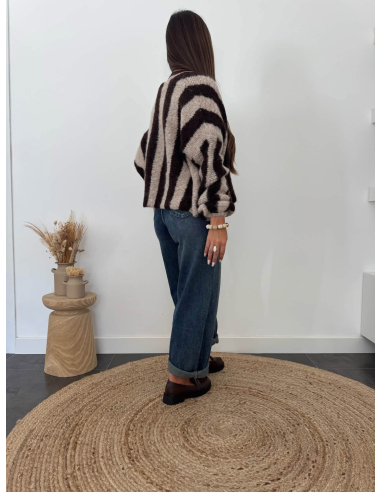 (PRÉCOMMANDE) Calypso - gilet rayé taupe/choco