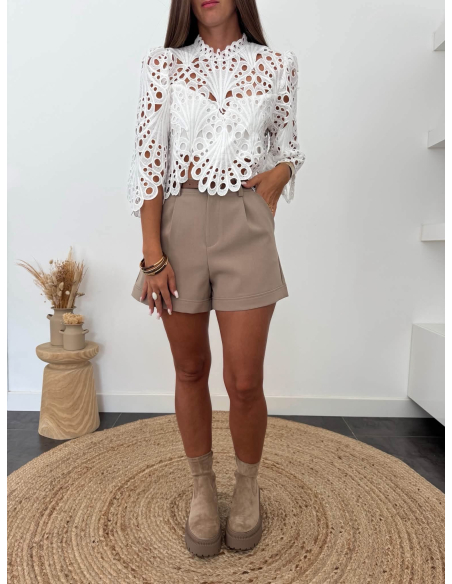 Clorice - short à pinces taupe