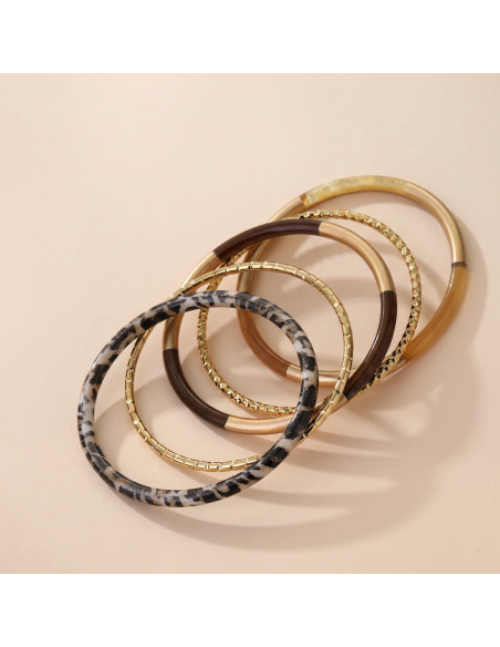 Candice - set de bracelets joncs léopard