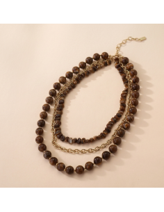 Noe - collier multirangs chocolat