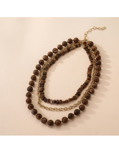 Noe - collier multirangs chocolat