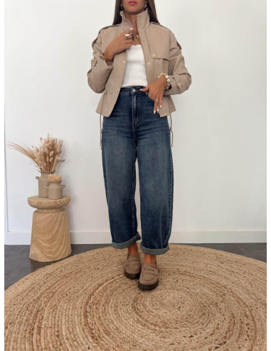 Lisa - veste en simili cuir taupe