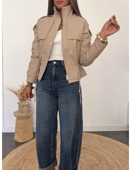 Lisa - veste en simili cuir taupe