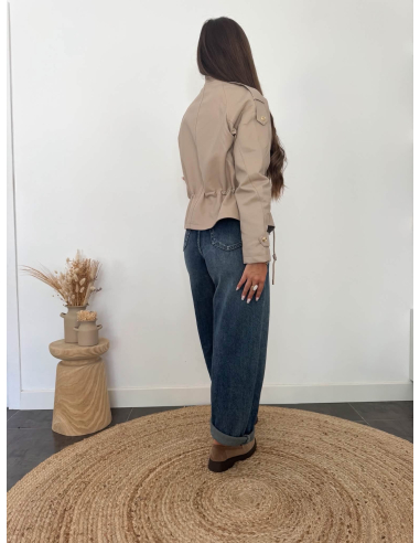 Lisa - veste en simili cuir taupe