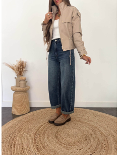 Lisa - veste en simili cuir taupe 2