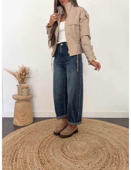 Lisa - veste en simili cuir taupe
