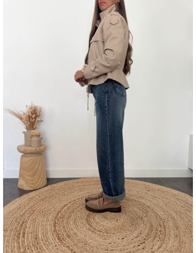 Lisa - veste en simili cuir taupe