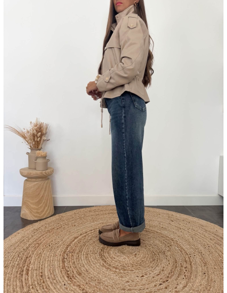 Lisa - veste en simili cuir taupe