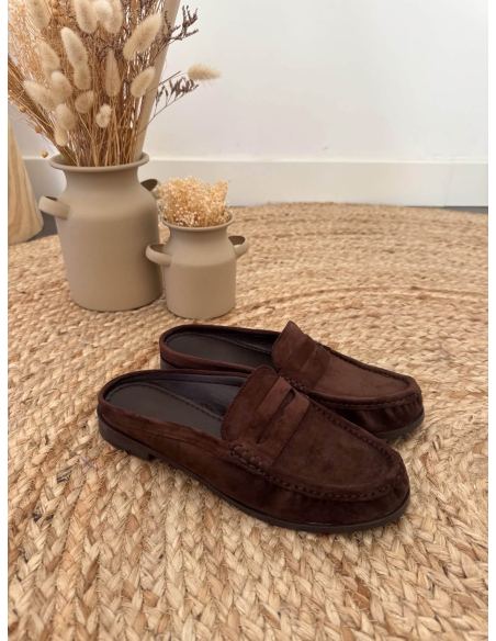 Jordia - mocassins mules chocolat