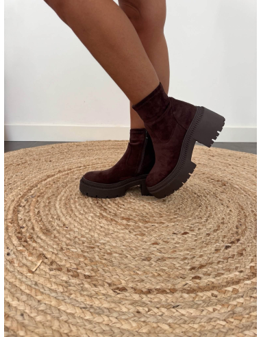 Lisbeth - bottines en suédine chocolat