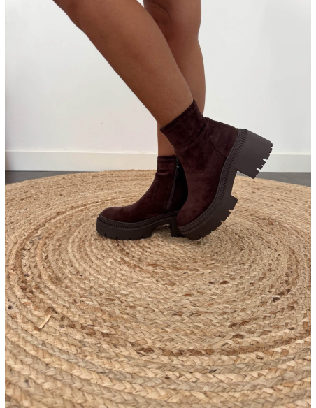 Lisbeth - bottines en suédine chocolat
