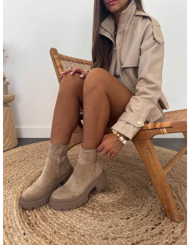 Lisbeth - bottines en suédine taupe