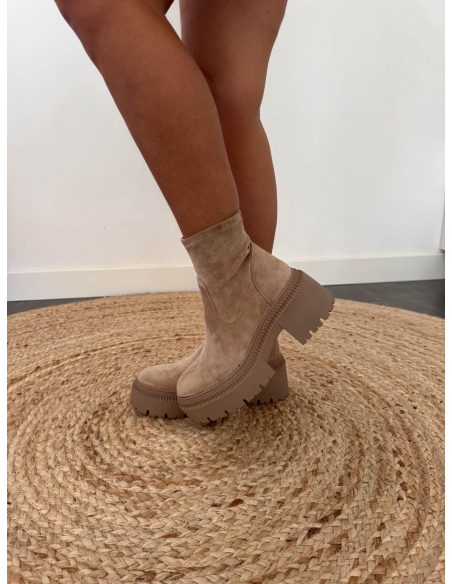 Lisbeth - bottines en suédine taupe