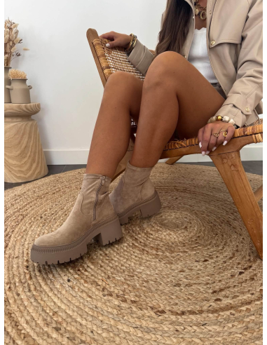 Lisbeth - bottines en suédine taupe